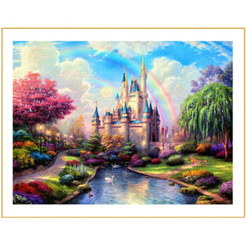 新款5d风景钻石画梦幻城堡点贴钻十字绣客厅欧式建筑卧室画钻石绣