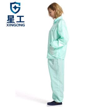 星工（XINGGONG）防静电分体服 工作服防尘服洁净服工衣无尘服含裤印字定制 绿色S码XGJ-3
