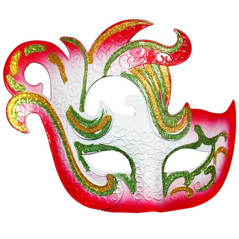 仕彩 舞会面具  舞会派对时尚面具 金粉彩绘面具 凤凰彩绘面具  半脸舞会面具 凤凰彩绘面具 玫红+白