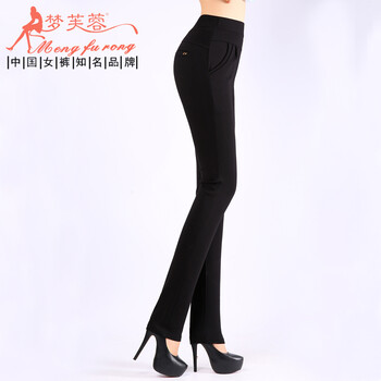 
                                        梦芙蓉 新款妈妈装全棉高腰打底裤女外穿休闲裤百搭弹力长裤打底裤 黑色 32                