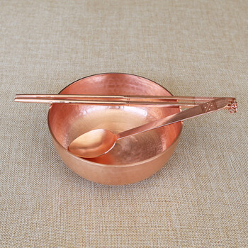 
                                                                                手工铜器铜碗铜勺铜筷子手工铜餐具铜饭碗铜紫铜碗 加厚款15厘米碗筷勺                