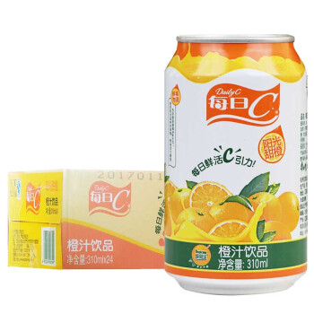 康师傅 每日c橙汁整箱310ml*24罐 鲜果橙阳光甜橙橙汁果汁饮料果味