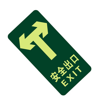 谋福（CNMF）8128夜光地贴 荧光安全出口 疏散标识指示牌 方向指示牌 （地贴双向指示）