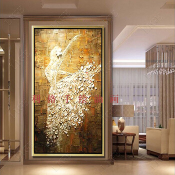 
                                        利格 芭蕾舞纯手绘油画 家居客厅玄关装饰画欧式有框壁画立体 竖版挂画现代墙画 芭蕾舞-豪华版+金色实木框 含框100*190厘米                