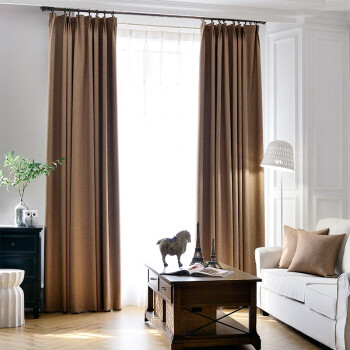 遮阳窗帘布料遮光纯色卧室隔音成品现代简约阳台飘窗布面料 浅咖色 2