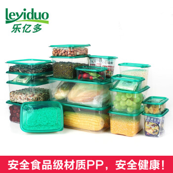 
                                        乐亿多保鲜盒套装塑料微波炉饭盒储物罐冰箱密封收纳盒零食盒多规格 佳密盒17件套                