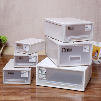天马Tenma 抽屉式整理箱 可叠加塑料收纳箱 衣物储物盒FITS 小号F224*307*124