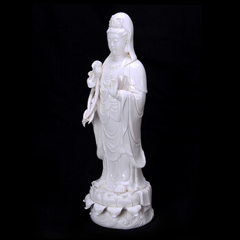 
                                        茗丰堂 14-24寸 立莲大势至菩萨佛像站像观音如来德化陶瓷佛像镇宅摆件 14吋大势至菩萨                
