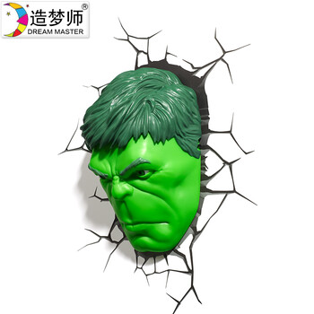 
                                        造梦师复仇者联盟绿巨人面具3D创意壁灯 卧室灯客厅灯创意小夜灯灯具带开关 绿色                