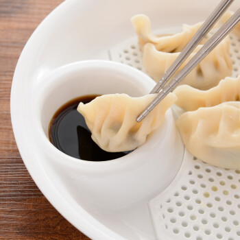 
                                        帕尼尔（PANEA） 厨房用品创意多功能饺子盘双层沥水盆 带醋碟水饺盘 装水饺碗碟 大号饺子盘                