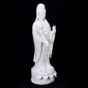 
                                        茗丰堂 14-24寸 立莲大势至菩萨佛像站像观音如来德化陶瓷佛像镇宅摆件 14吋大势至菩萨                