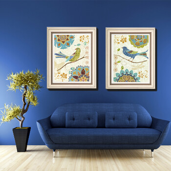
                                        悦嘉睿智 客厅装饰画餐厅画卧室挂画沙发背景墙画 花鸟系列现代简约装饰画 40*50 喜鹊登枝右侧单幅(白框) 40*50                