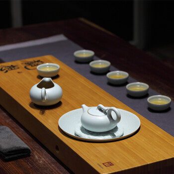 万仟堂 整套茶具套装 陶瓷功夫茶具茶盘套装 普洱茶具 月满心圆