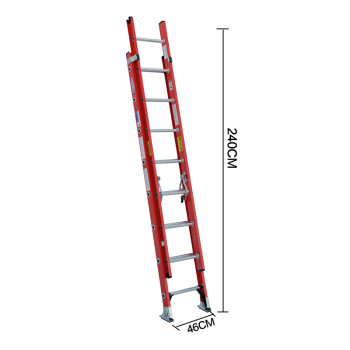 稳耐 werner D6216-2 工程梯 玻璃钢绝缘梯子 两节延伸梯4米电力电工安全梯 直梯工业级通信电信登高梯