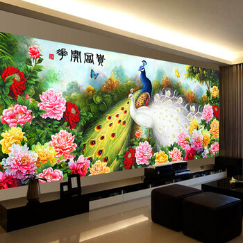 
                                        尚世纪5d钻石画十字绣花开富贵孔雀 钻石绣客厅新款贴钻十字绣 1.2米非满钻ZSH0090                
