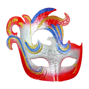 仕彩 舞会面具  舞会派对时尚面具 金粉彩绘面具 凤凰彩绘面具  半脸舞会面具 凤凰彩绘面具 玫红+白
