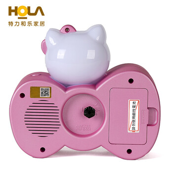 HOLA特力和乐 蝴蝶结LED闹钟 时尚摆件可爱猫咪闹钟HH124398