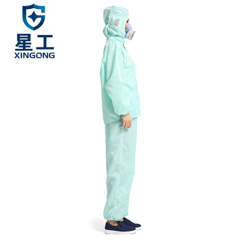 星工（XINGGONG）分体静电服 带帽连帽防尘衣 洁净无尘喷漆工作服印字定制 绿色S码XGJ-2