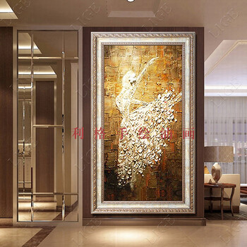 
                                        利格 芭蕾舞纯手绘油画 家居客厅玄关装饰画欧式有框壁画立体 竖版挂画现代墙画 芭蕾舞-豪华版+金色实木框 含框100*190厘米                