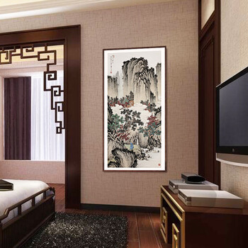 
                                        凝美 现代装饰画有框画中式风格壁画客厅沙发背景墙三联画玄关书房挂画 高山流水觅知音 三联套 25*50cm实木有框画35mm厚                