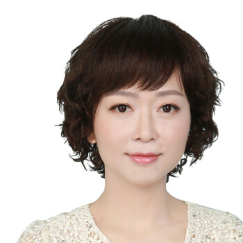 玫瑰雨 妈妈假发女 顶心仿头皮 真发假发 短发女卷发 女士假发套 略