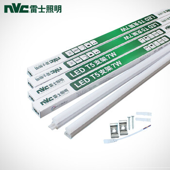 
                                        雷士照明 NVC LED灯管 T5支架 三基色日光灯条一体化节能灯具 LED7W/0.6米 暖白4000K                