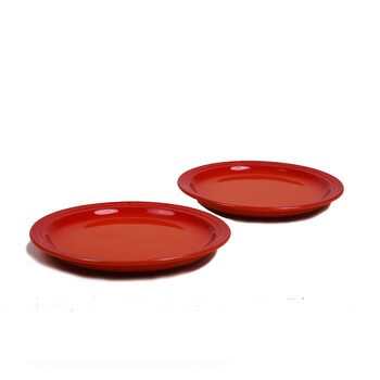 法国 Le Creuset 酷彩 炻瓷类19厘米圆形盘两件套 清爽红