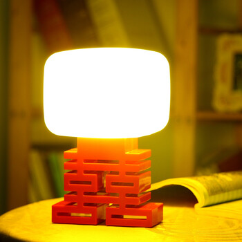 小喜人双囍台灯 led声控小夜灯卧室床头灯创意礼物结婚用品 黄光
