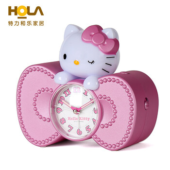 HOLA特力和乐 蝴蝶结LED闹钟 时尚摆件可爱猫咪闹钟HH124398