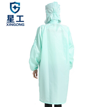 星工（XINGGONG）防静电服 防尘大褂 无尘洁净防护服连帽印字定制 4XL码绿色XGJ-6