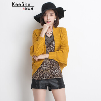 刻衣社(KeeShe)<em>女款</em>长袖<em>针织开衫</em> 外搭<em>上衣</em>女
