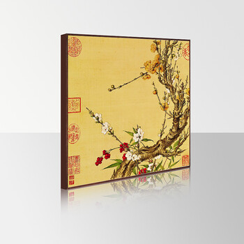 
                                        格丽国画中式装饰画 现代装饰画墙壁画欧式壁画配电箱装饰画客厅挂画 梅花红果 梅花红果 100*100cm实木有框画                