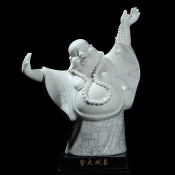 古都工艺品赖双安大师德化白瓷工艺品陶瓷弥勒佛家居摆件客厅办公室饰品/皆大欢喜