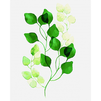 北欧客厅绿色植物花卉diy数字油画油彩画小清新装饰画龟背树叶子 明黄图片