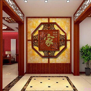 中式实木挂件 玄关装饰画过道走廊壁挂餐厅客厅挂画镂空木雕画 家