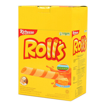 Richeese丽芝士Nabati巧克力奶酪夹心威化饼干棒 下午茶办公室休闲网红零食 芝士奶酪蛋卷180g盒装