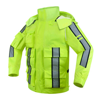 谋福 CNMF80162 执勤反光制服雨衣 荧光绿警示制服 男女分体反光骑行套装 QX01  3XL 185可定制
