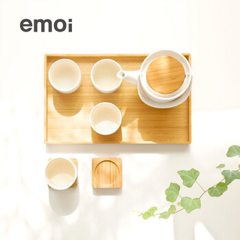 新品| emoi基本生活 竹盖陶瓷茶具套装 五件套H8933