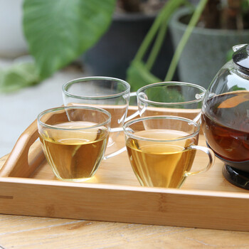 
                                        乐活易居 加厚耐热玻璃茶具 品杯 小茶杯 品茗杯 170ml 4只装                