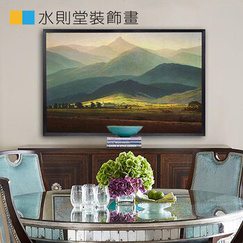 经典欧式挂画 背有靠山 高档风景画客厅沙发背景墙画书房玄关挂画 木纹框 80*120整套尺寸