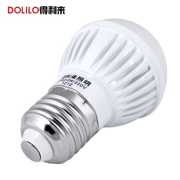 得利来 超亮led节能灯泡3W led球泡灯E27螺口光源烤漆白QP04 白光 E27