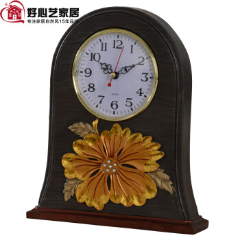 好心艺 欧式古典座钟 创意钟表台钟 装饰钟表客厅静音时尚座钟 奢华浪漫朱槿牡丹系列 啡色
