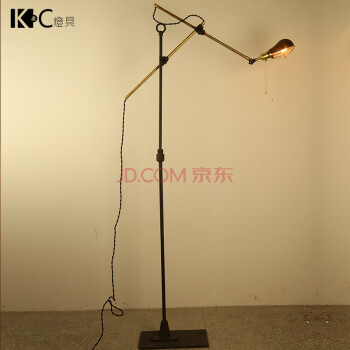
                                        kc灯具 O.C White百褶美式工业风LOFT创意铁艺复古长臂落地灯 赠A19-4W灯泡                