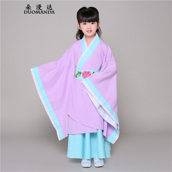 儿童古装女童汉服童装曲裾古代仙女公主小孩宝宝国学服演出服 紫色