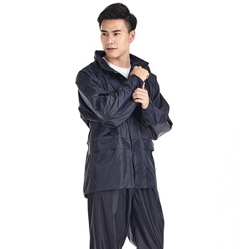 
                                        【大帽檐带防雨面罩】摩托车电动车雨衣单人男女士分体式雨裤套装 YY-008雨衣套装  藏青色 XL  小号                