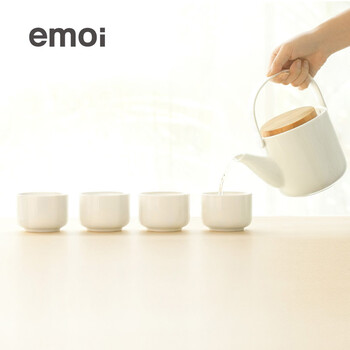 新品| emoi基本生活 竹盖陶瓷茶具套装 五件套H8933
