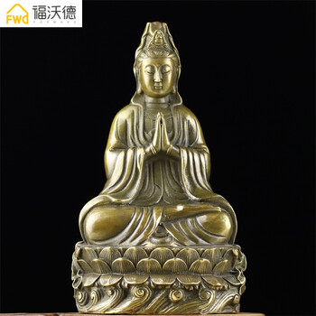 观音纯铜合手观音菩萨仿古做旧铜器观音铜像祈福保平安菩萨铜像 3号高