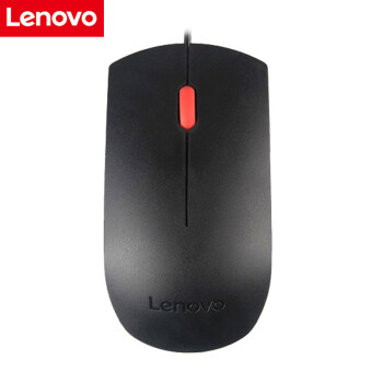 联想（Lenovo）笔记本台式电脑USB接口有线鼠标 大尺寸大红点光电鼠标 黑色