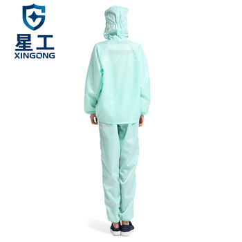 星工（XINGGONG）分体静电服 带帽连帽防尘衣 洁净无尘喷漆工作服印字定制 绿色S码XGJ-2