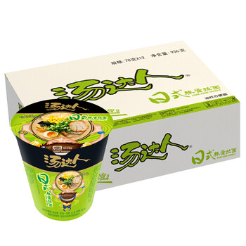 【京东】统一 方便面 汤达人 日式豚骨拉面 12杯 整箱装